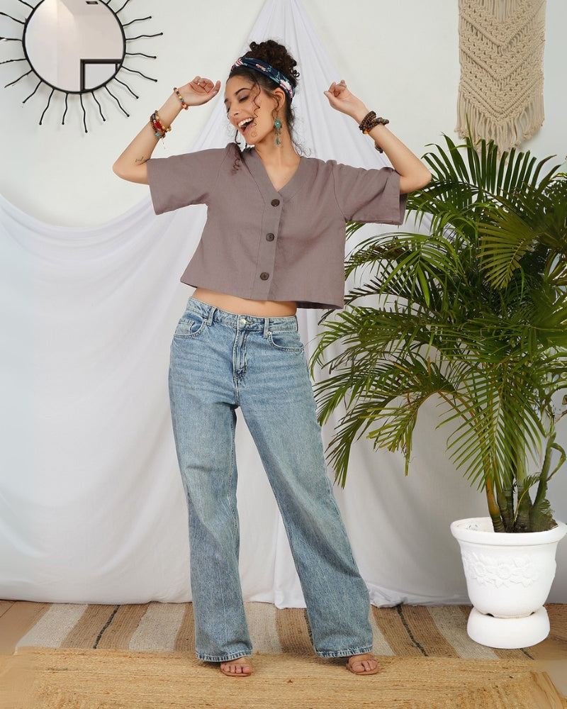 Vivienne smoky mauve boho top