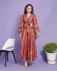 Rosy reverie skirt and crop top co‑ord set