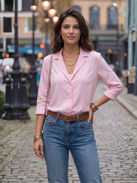 Pink whisper boho lapel shirt