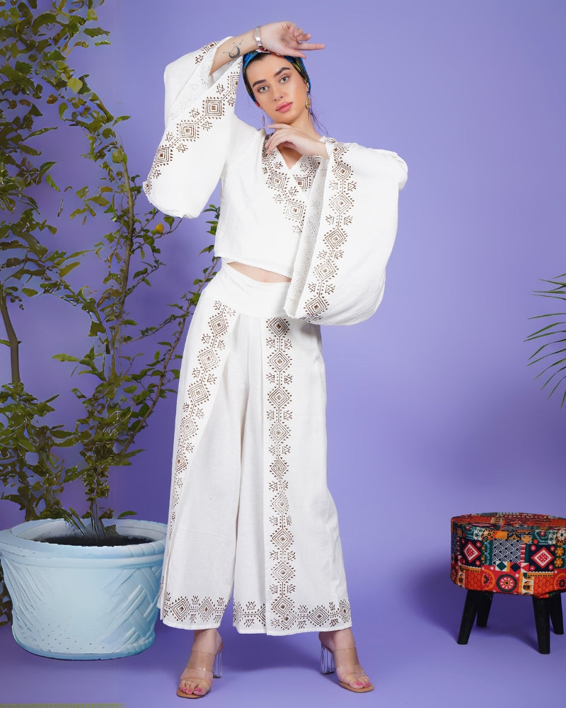 Ivory nomad khadi co-ord set