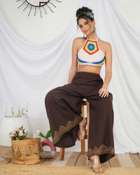 Espresso sunflare cotton palazzo pants