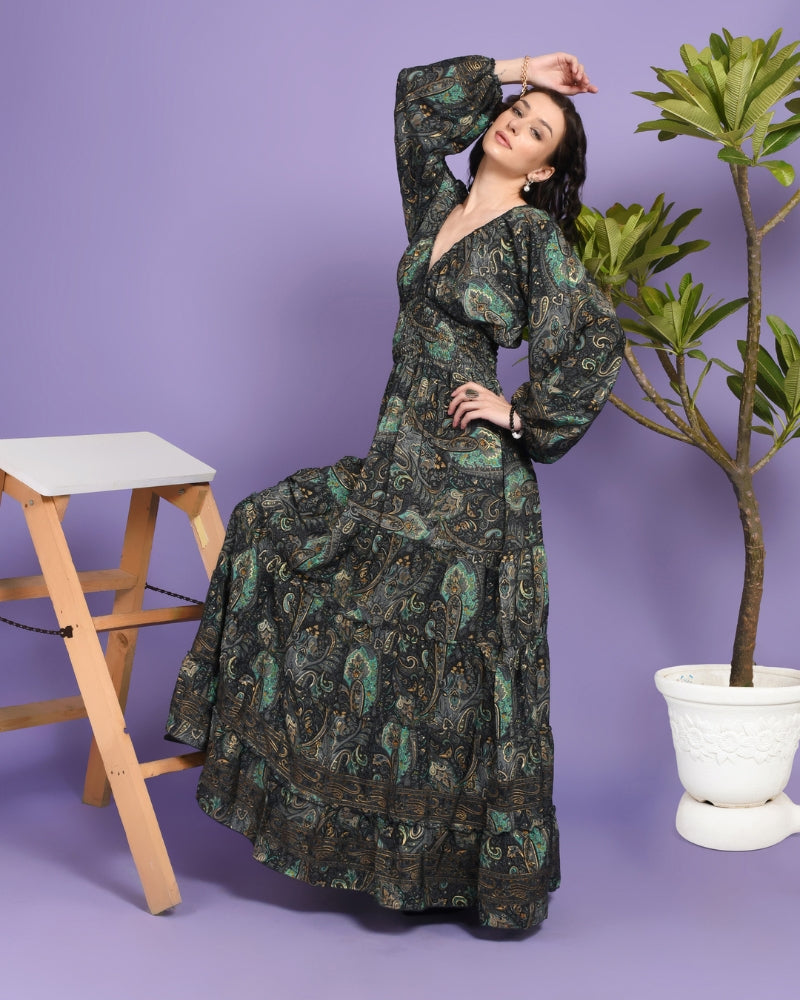 Emerald whisper maxi dress