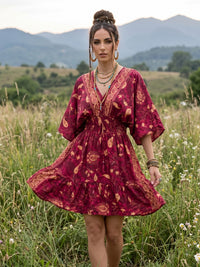 Rosalie garnet glow boho mini dress