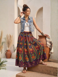 Peacock trail bohemian skirt