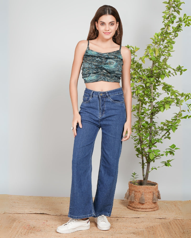 Zerelle jungle teal crop top