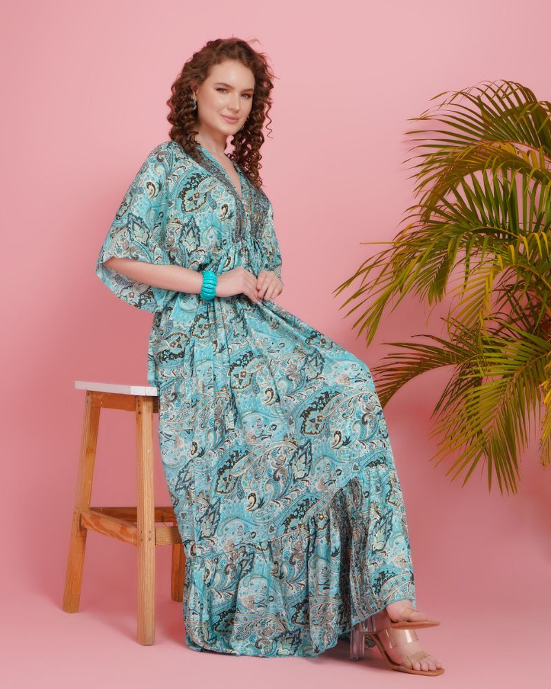 Blue breeze kimono maxi dress