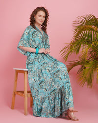 Blue breeze kimono maxi dress