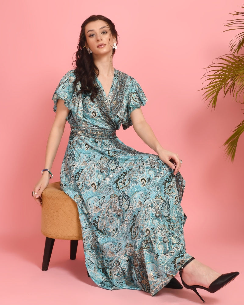 Marina paisley wrap maxi dress