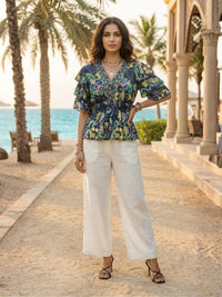 Ylena midnight bloom peplum top