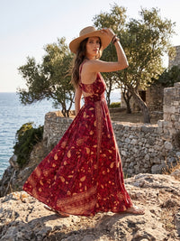 Célestine scarlet boho maxi dress