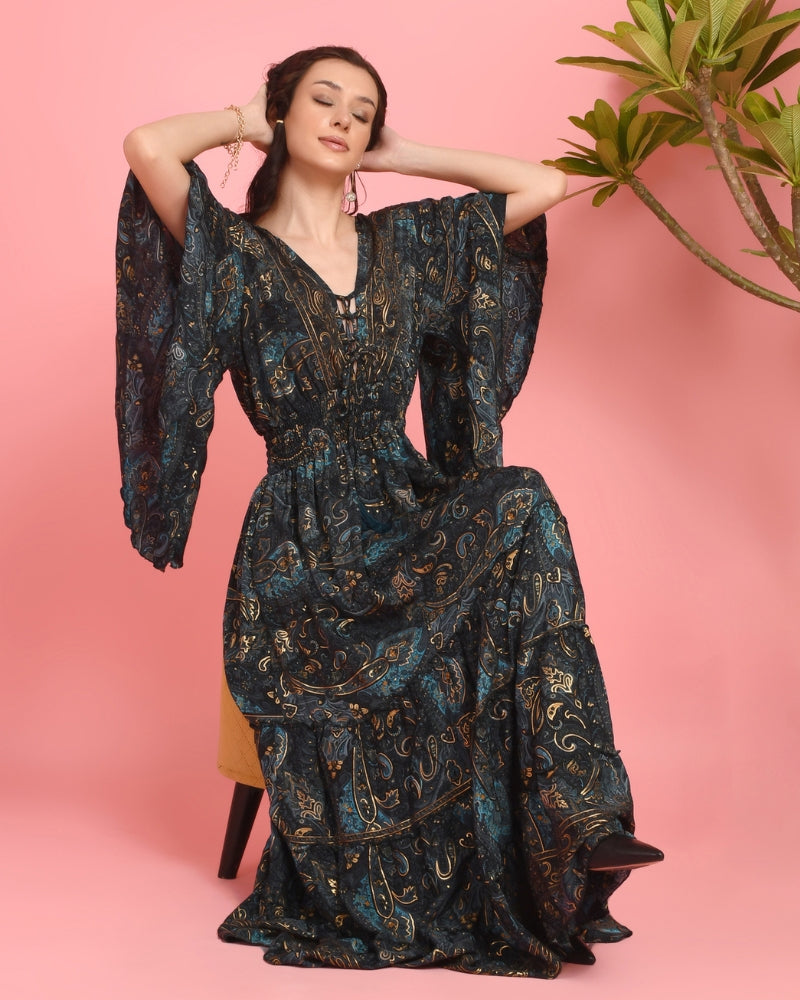 Rhea midnight garden maxi dress