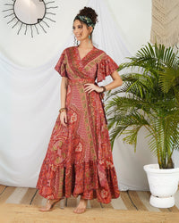 Seliora crimson paisley boho maxi dress