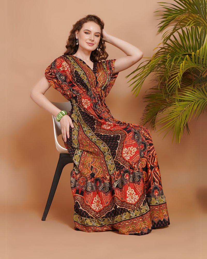Zelina sunset spice boho maxi dress