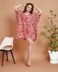 Rose sorbet kaftan mini dress