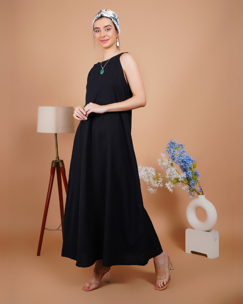 Black mirage khadi maxi dress