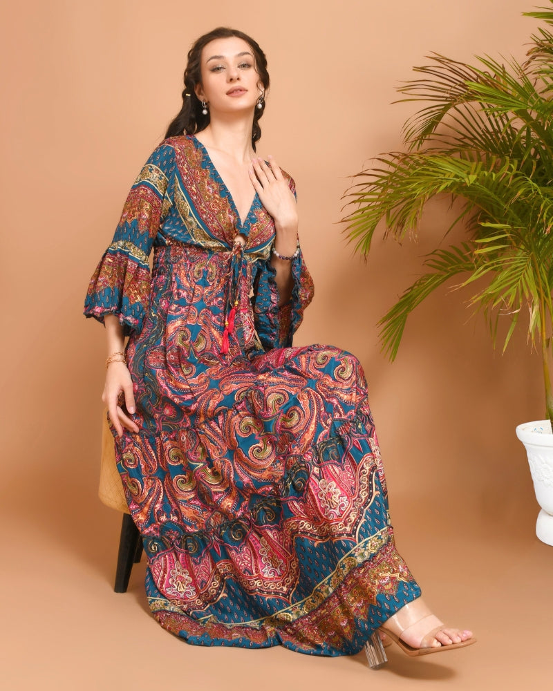 Mireya midnight bloom maxi dress