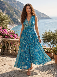 Aqua rhapsody bohemian halter maxi dress