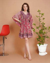 Paisley pop charm short dress