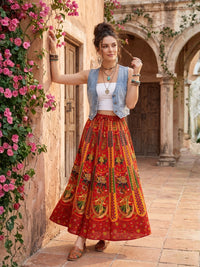 Paprika parade boho maxi skirt