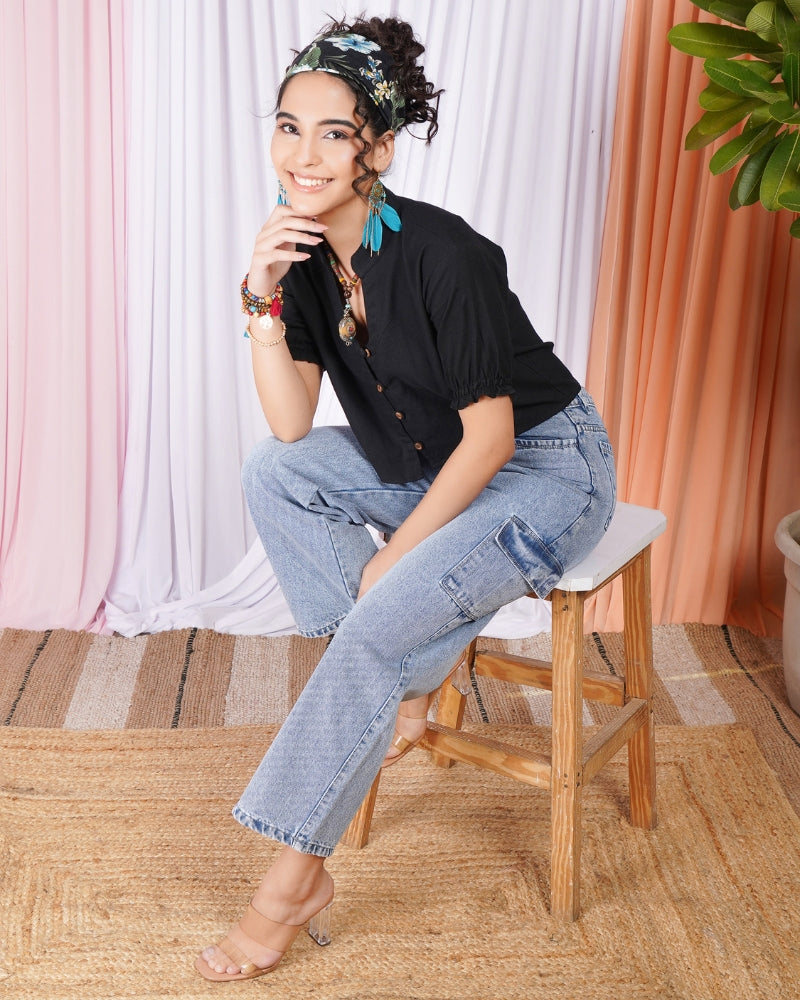 Aureline blackwood V-neck top