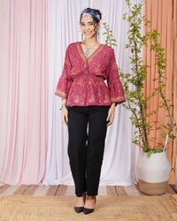 Marisela berry-bloom peplum top