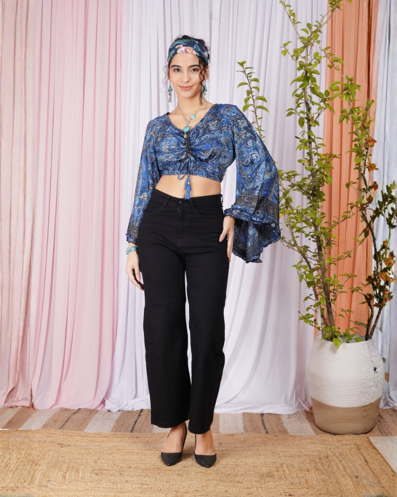 Aveline indigo ruched top