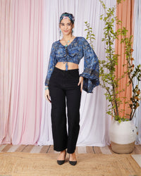 Aveline indigo ruched top