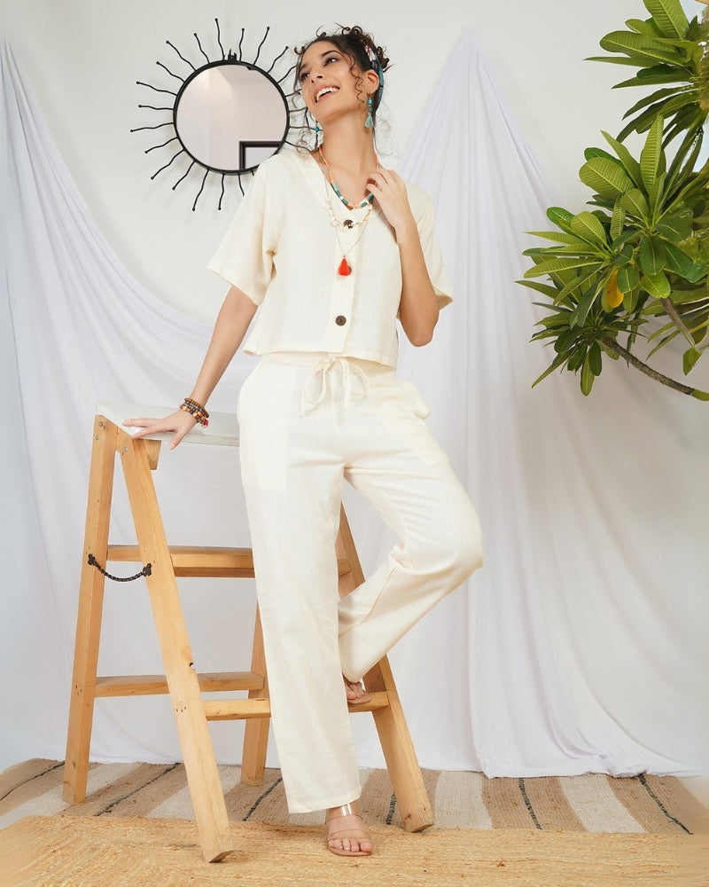 Nerissa vanilla mist cotton co-ord set