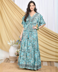 Elowen azure tiered maxi dress