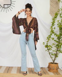Marisela plum boho tie top