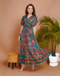 Maira peacock bloom maxi dress