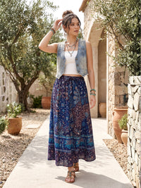 Midnight lagoon boho maxi skirt
