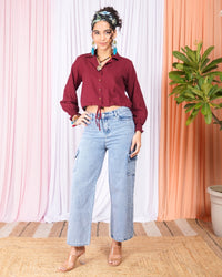 Rhianna cranberry-chic cotton top