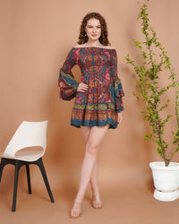 Mira bloom bell sleeve mini dress