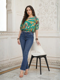 Isolde teal mirage boho top