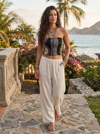 Cosette midnight mosaic smocked tube top