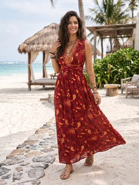 Cranberry crush halter boho maxi dress
