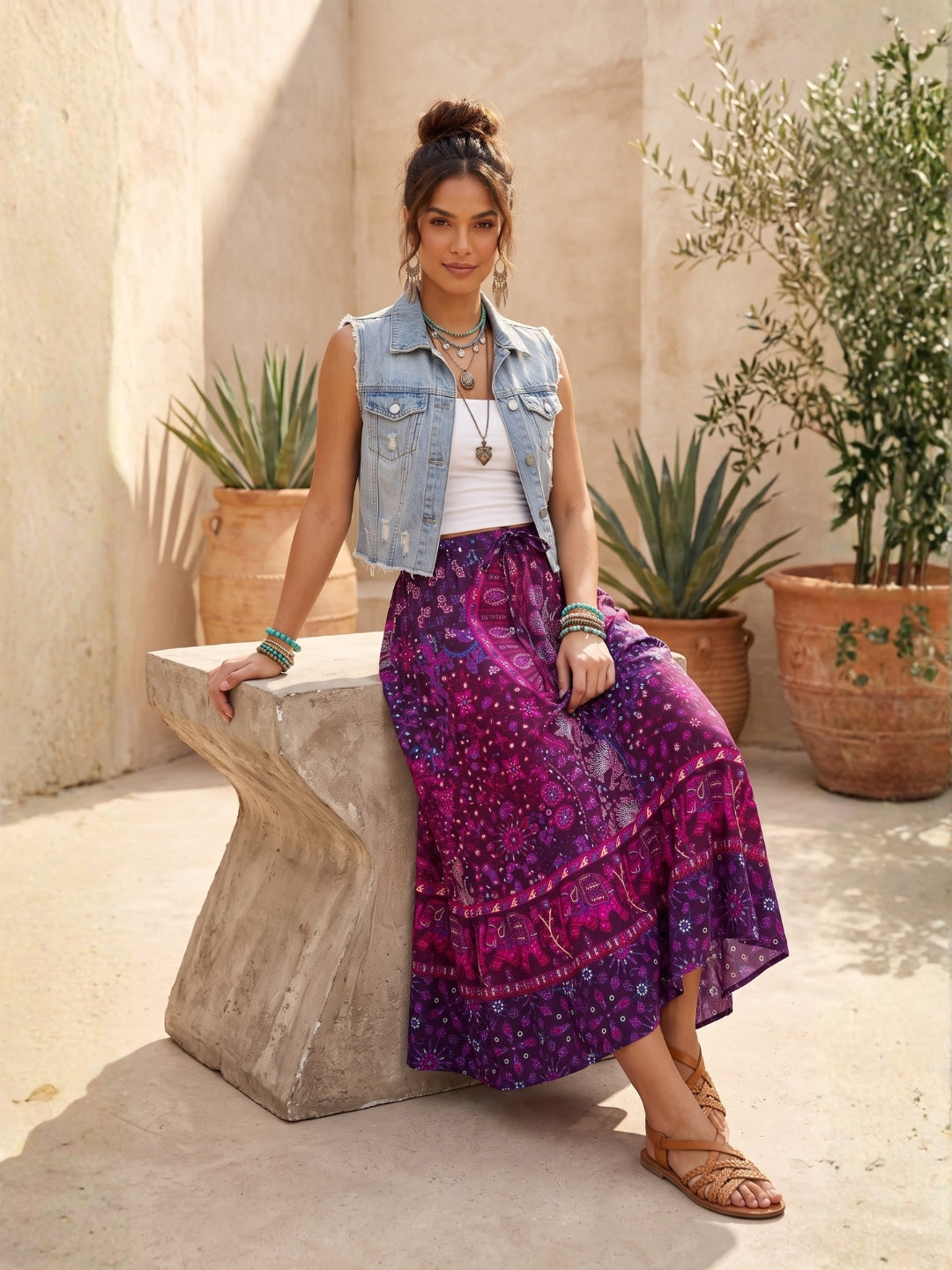 Plum mirage bohemian skirt