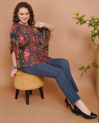 Paisley pop fusion kaftan top