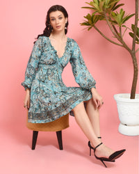 Lyra Ice gold paisley mini dress