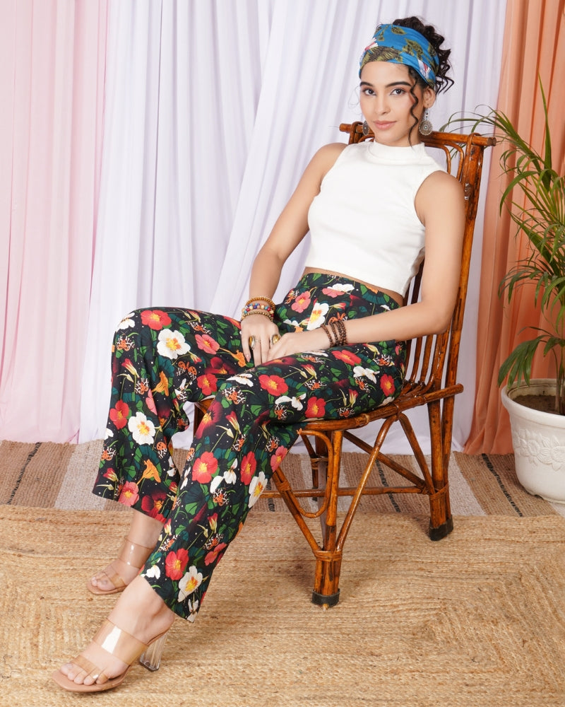 Maribela night-garden wide-leg trouser