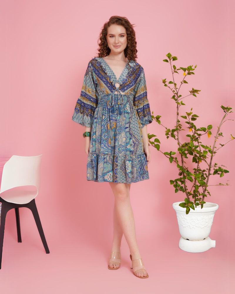 Boho drift blush short dress