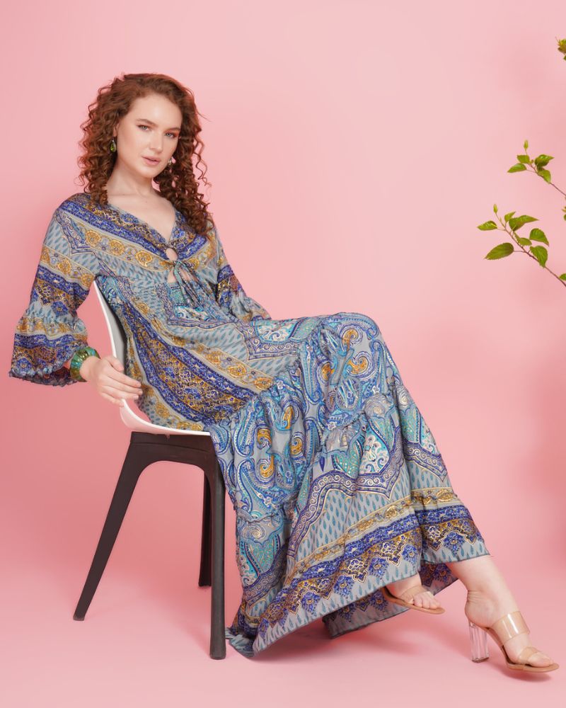Sky halo paisley maxi dress
