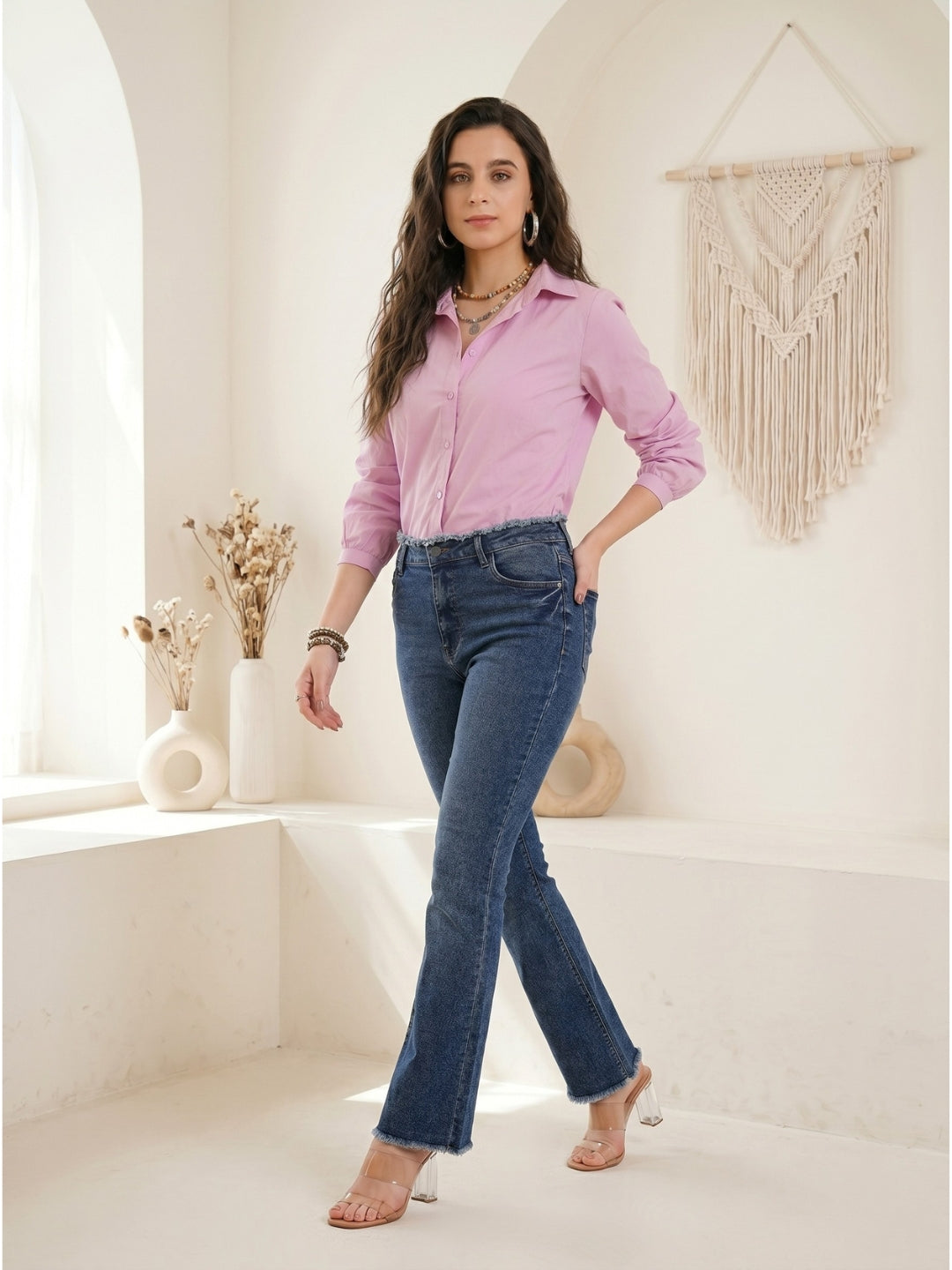 Seraphina lilac mist cotton shirt