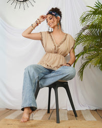 Aveline sandstone boho cotton top