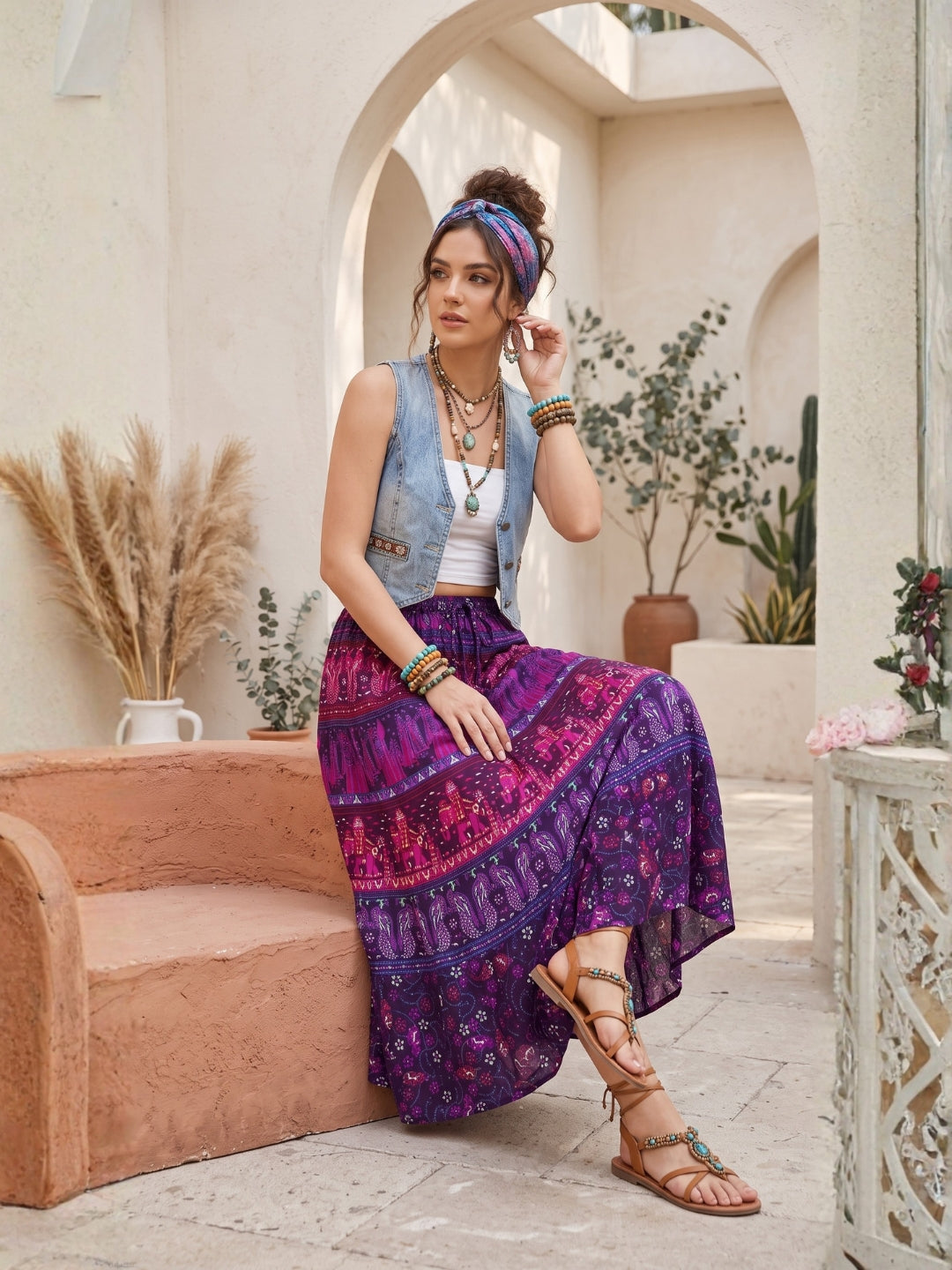 Plum reverie boho maxi skirt