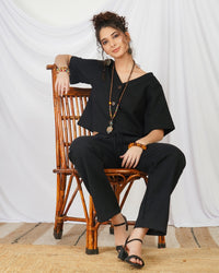 Evadne raven black cotton co-ord set