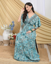 Elowen azure tiered maxi dress