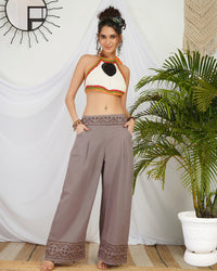 Mauve horizon wide leg cotton trouser
