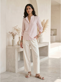 Evania blush cotton stripe shirt